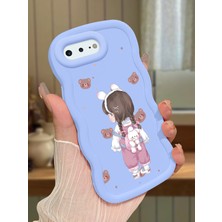 HONTINGA iPhone 7 Plus Uyumlu Kılıfı Düşüme Önleyici Basitlik Anti Düşme Darbeye Dayanıklı Basit Mavi Yumuşak Silikon Telefon Kılıfı Kız Desen K9-0075
