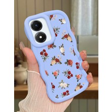 HONTINGA Vivo Y02S Uyumlu Kılıfı Düşüme Önleyici Basitlik Anti Düşme Darbeye Dayanıklı Basit Mavi Yumuşak Silikon Telefon Kılıfı Çiçek Desen K9-0073