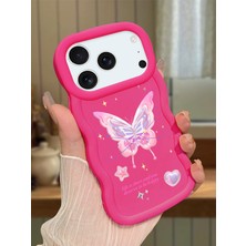 HONTINGA iPhone 17 Pro Max Uyumlu Kılıfı Düşüme Önleyici Basitlik Anti Düşme Darbeye Dayanıklı Basit Kırmızı Yumuşak Silikon Telefon Kılıfı Kelebek Desen K9-0071
