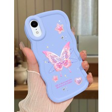 HONTINGA iPhone Xr Uyumlu Kılıfı Düşüme Önleyici Basitlik Anti Düşme Darbeye Dayanıklı Basit Mavi Yumuşak Silikon Telefon Kılıfı Kelebek Desen K9-0071