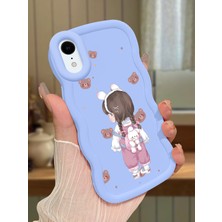 HONTINGA iPhone Xr Uyumlu Kılıfı Düşüme Önleyici Basitlik Anti Düşme Darbeye Dayanıklı Basit Mavi Yumuşak Silikon Telefon Kılıfı Kız Desen K9-0075