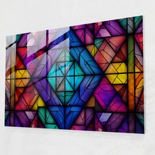 Popcasso Blockchain Temalı Cam Tablo - Modern Duvar Dekorasyonu Için Vitray Stili