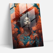 Popcasso Afro Fusion Temalı Cam Tablo - Afro Sanatsal Dokunuş ile Ev Dekoru