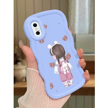 HONTINGA iPhone x Uyumlu Kılıfı Düşüme Önleyici Basitlik Anti Düşme Darbeye Dayanıklı Basit Mavi Yumuşak Silikon Telefon Kılıfı Kız Desen K9-0075