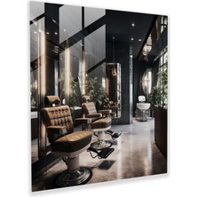 Popcasso Modern Berber Cam Tablo - Berber Dükkanı Iç Mekanı Için Dekoratif Cam Tablo