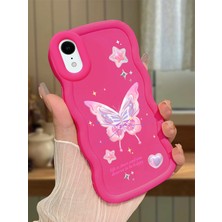 HONTINGA iPhone Xr Uyumlu Kılıfı Düşüme Önleyici Basitlik Anti Düşme Darbeye Dayanıklı Basit Kırmızı Yumuşak Silikon Telefon Kılıfı Kelebek Desen K9-0071