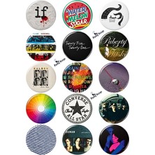 Punky Store Trend-13 Indie Rock Temalı Rozet Seti 44 mm Çanta Ceket Yaka Rozeti-15 Adet