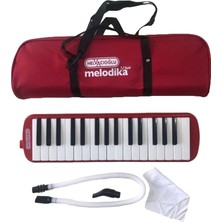 Helvacıoğlu Kırmızı 32 Tuşlu Melodika, Taşıma Çantası ve Aksesuarlar ile Birlikte