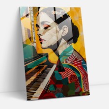 Popcasso Klasik Piyanist Temperli Cam Tablo - Klasik ve Popart Teması ile Modern Duvar Dekorasyonu