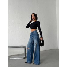 Aida Fashion Tek Diz Lazer Baggy Jeans