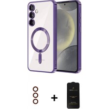 Marsilyan™- Galaxy S23 Plus Kılıf Nova Işık Özel Seri - Siyah 6d Antistatik Mat Seramik Hayalet Nano Ekran Koruyucu + Kırmızı Metal Kamera Lens