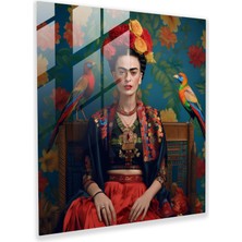 Popcasso Meksika Dokumaları Frida Kahlo Cam Tablosu - Frida Kahlo Cam Duvar Tablosu