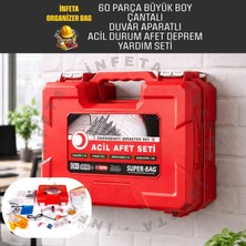 İnfeta 60 Parça Büyük Boy Çantalı , Duvar Aparatlı Acil Durum Afet Deprem Ilk Yardım Seti Deprem Çantası