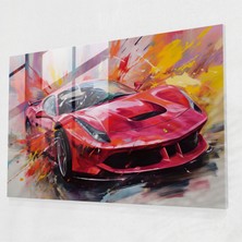 Popcasso Ferrari Dinamizm Temperli Cam Tablo - Canlı Renklerle Süslü Tasarım