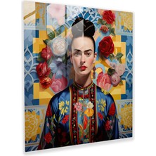 Popcasso Kaleidoskop Rüyaları Temperli Cam Tablo - Frida Kahlo Duvar Tablosu Büyüleyici Geometrik Tasarım