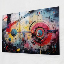 Popcasso Kozmik Semboller Burçlar Soyut Sanat Temperli Cam Tablo