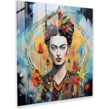Popcasso Frida Kahlo Temperli Cam Tablo - Kaledoskop Müze Modern Sanat Duvar Dekorasyonu