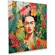 Popcasso Tropikal Frida Kahlo Cam Tablo - Frida Kahlo Temalı Duvar Tablosu