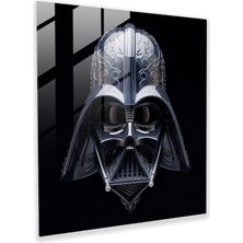 Popcasso Sanatsal Temperli Cam Tablo - Merak Uyandıran Darth Vader Maskesi - Modern Sanat Temalı Star Wars Tablosu