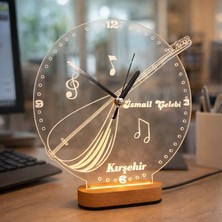 J Toyss Kişiye Özel Işıklı Masa Saati Müzik Temalı LED Pleksi Dekoratif Gece Lambası