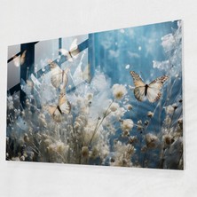 Popcasso Kurutulmuş Kelebekler Cam Tablo - Modern Sanat Fotoralistik Kelebek Tasarımı