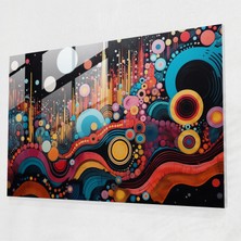 Popcasso Geometrik Gezegenler Cam Duvar Tablosu - Dünya Figürleri Modern Sanat