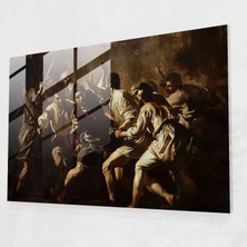 Popcasso Caravaggio Tarzı Cam Duvar Tablosu - Tarihi Olaylar Temalı Modern Sanat Dekoru