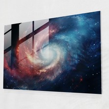 Popcasso Spiral Galaksi Cam Tablo - Dünya Temalı Cam Duvar Tablosu Kozmik Toz