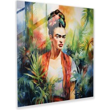 Popcasso Frida Kahlo Temalı Cam Tablo - Sanat Eseri Duvar Dekorasyonu