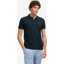 U.S. Polo Assn. Erkek Slim Fit Polo Yaka Koyu Lacivert Basic Tişört 50322347-VR100