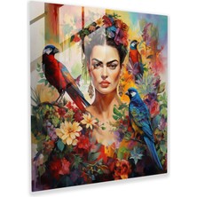 Popcasso Frida Kahlo Temalı Cam Tablo - Modern Sanat ile Duvar Dekorasyonu