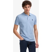 U.S. Polo Assn. Erkek Slim Fit Polo Yaka Mavi Basic Tişört 50322304-VR036