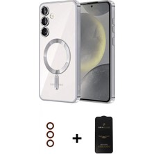 Marsilyan™- Galaxy S23 Plus Kılıf Nova Işık Özel Seri - Siyah 6d Antistatik Mat Seramik Hayalet Nano Ekran Koruyucu + Kırmızı Metal Kamera Lens
