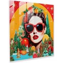 Popcasso Noel Pop Sanat Kolaj Cam Tablo - Modern Sanat Temalı Cam Duvar Tablosu