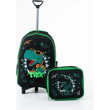 Kingston Hill Dinozor Çekçek Beslenmeli Ilkokul Çantası - Sabit Çekçek Mekanizması (Katlanır Ön Ayak)