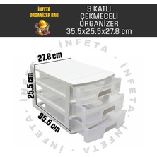 İnfeta 3 Katlı Plastik Çekmeceli Çok Amaçlı Düzenleyici Organizer Malzeme Kutusu Takı Hobi Takım Çantası