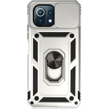 Vintessy Xiaomi Mi 11 Lite Kılıf Pars Lens Yüzüklü Silikon - Gümüş