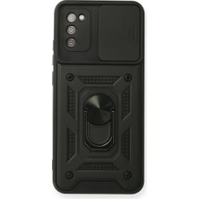 Vintessy Samsung Galaxy A02S Kılıf Pars Lens Yüzüklü Silikon - Siyah