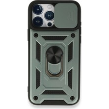 Vintessy Apple Iphone 15 Pro Max Kılıf Pars Lens Yüzüklü Silikon - Yeşil