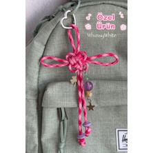 Whimsy White Şans ve Bereket Anahtarlığı - Doğal Sitrin ve Aventurin Taşlı Paracord Çanta Charmı (Orta Boy)