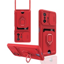 Vintessy Xiaomi Mi 11T Pro Kılıf Zuma Kartvizitli Yüzüklü Silikon - Kırmızı