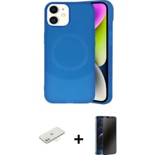 Marsilyan™- iPhone 11 Kılıf Ufuk Serisi - Siyah 3D Antistatik Hayalet Cam Ekran Koruyucu + Sarı Renkli Kamera Lens Koruma Cam