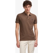 U.S. Polo Assn. Erkek Slim Fit Polo Yaka Kahverengi Basic Tişört 50322304-VR029