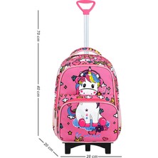 Kingston Hill Unicorn Çekçek 3 Lü Ilkokul Çanta Seti  - Sabit Çekçek Mekanizması (Katlanır Ön Ayak)