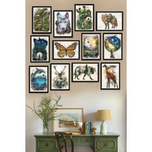 Tontilika 12 Parça Çerçeve Görünümlü Doğanın Dengesi Dekoratif Mdf Tablo Seti (80X80 Cm)