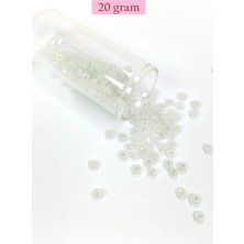 Ethab Ticaret Dökme Cam Kum Boncuk Büyük Boy (6/0) 4 mm - 20 Gram - Inci Beyaz - BNC081
