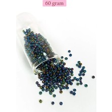 Ethab Ticaret Dökme Cam Kum Boncuk (8/0) 3 mm - 60 Gram - Lacivert Yeşil - BNC210