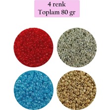 Ethab Ticaret Dökme Cam Kum Boncuk (11/0) 2 mm - 4 Renk - Toplam 80 Gram -  BNC404