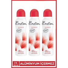 Ethab Ticaret 3 Adet Emotion Romance Kadın Vegan Deodorant 150 ml Hızlı Kurur, Leke Bırakmaz