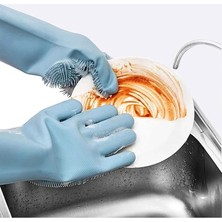 Ethab Ticaret Silikon Bulaşık Yıkama Eldiveni Silikonlu Mutfak Eldiveni Temizlik Mutfak Eldiven